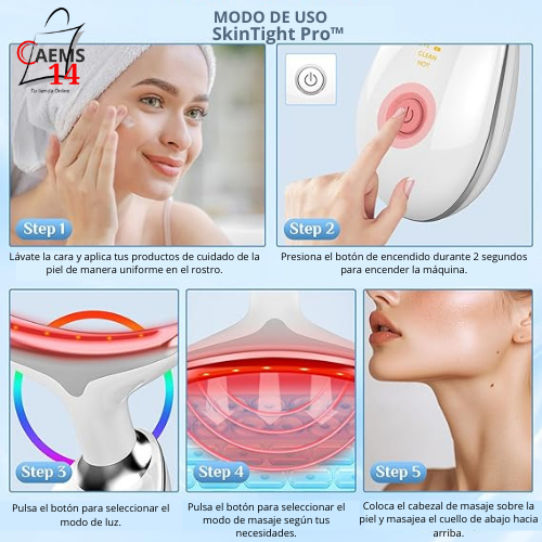 MASAJEADOR LED ANTIEDAD,  CUELLO Y ROSTRO  SKIN TIGHT PRO™  ⭐⭐⭐⭐⭐